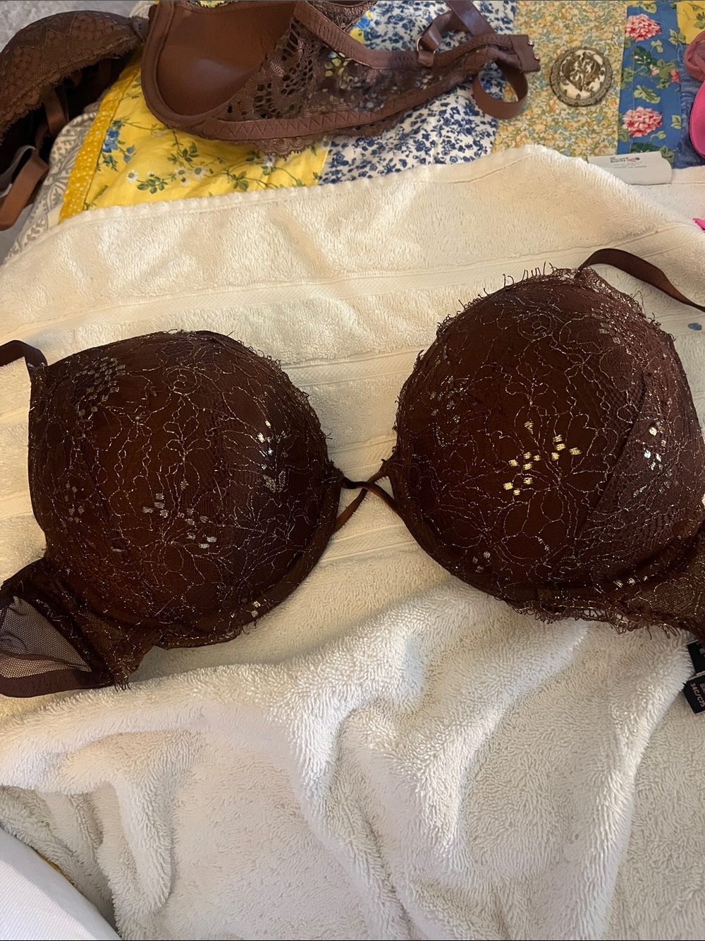 Victoria's Secret Bombshell Brown Lace Push-Up Bra 34C